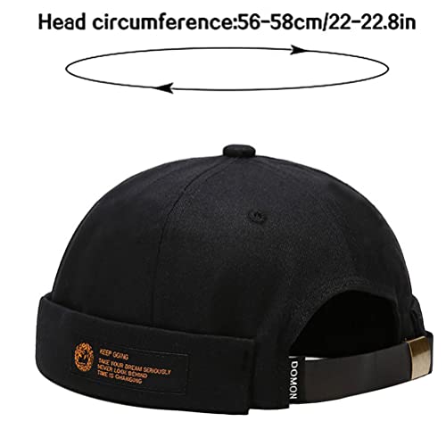 Image of XYIYI Mens Docker Cap Brimless Hats Skullcap Worker Sailor Cap Rolled Cuff Retro Beanie Hat