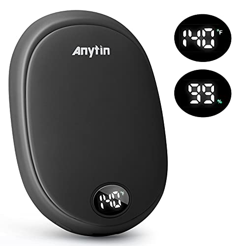 Anytin Hand Warmers Rechargeable 10000mAh - Upgraded Handwarmers with Heat Therapy Bag, 1 Pack Electric Hand Warmer, 16 hrs Long, 3 Heating Levels up to 140Â°F, Gift for Men & Women (Black)