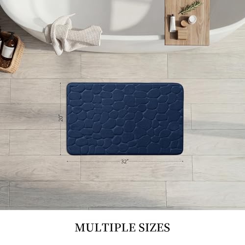YIHOUSE Memory Foam Bath Mat Cobblestone Bathroom Rugs Super Water Absorbent Bath Mats for Bathroom Machine Washable Bath Rugs(20x32,Dark Blue) - image 5