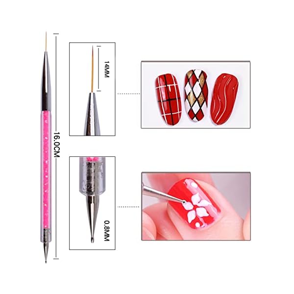 Rnitle Nagel Art Fineliner Pinsel[5 Stück],Nagel Art Liner Pinsel,Professionel Detail Pinselset,Nagellack Pinsel,für Nail Art Design Painting Salon,Nageldesign Nagel Fußpflege – Bild 7