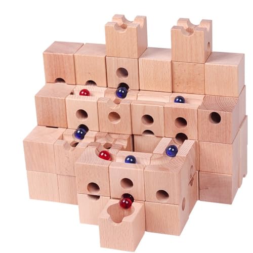 AOPIPI トラックパイプシーンセット、組み立てられたボールブロック、木製、赤ちゃんの創造性と論理的思考を養うのに役立ちます。未就学児や小学生に適しており、男の子や女の子への誕生日プレゼントだけでなく、クリスマスプレゼントにもなります (積み木おもちゃ)