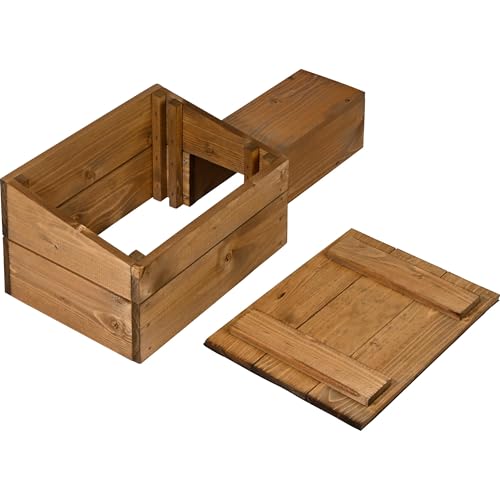 dobar® Igelhaus Bausatz - Igelhütte mit langem Eingang katzensicher - Igelhöhle Rattenklappe - Igelschlafhaus mit Bitumendach - Abnehmbares Dach - 74,5 x 29 x 24 cm - Braun