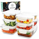 【料理雑誌掲載×栄養管理士推薦】 耐熱ガラス 耐熱容器 タッパー ガラス 保存容器 耐熱皿 フタをしたまま 電子レンジ対応 オーブン 密閉保存 耐冷 四角 長方形 蓋付き 作り置き BPAフリー ギフト 日本国内検査済み タイボ (8個セット)