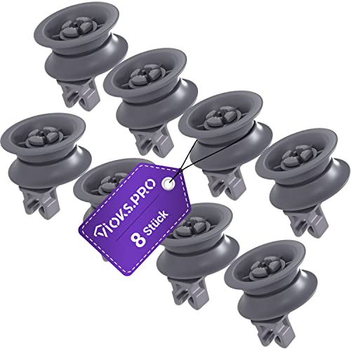 Vioks.pro Spülmaschinen Rollen 8x Set Ersatz für Bosch 00611666 00165313 Korbrollen Geschirrspüler Bosch Zubehör für Oberkorb Geschirrspüler