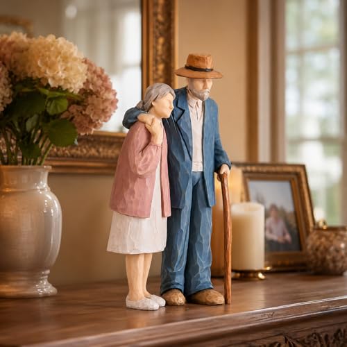 Figura pareja ancianos en resina pintada a mano miniatura 5