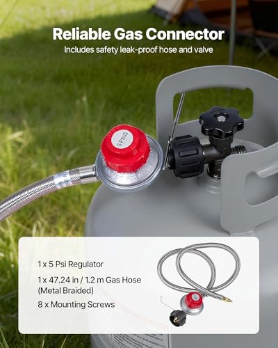 Image of VEVOR Single Burner Outdoor Propane Gas Stove, 100,000 BTU Propane LPG Gas Camping Stove, Heavy Duty Carbon Steel Outdoor Cooker, with Tall Stand & PSI Regulator, for BBQ Camp Home Patio RV Cooking