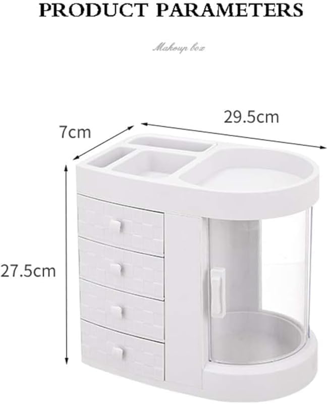 デスクオーガナイザー、多機能 大容量 多層引き出し・透明展示エリア複合デザイン 防塵収納・分区整理機能 収納シーン対応 コスメ・卓上