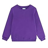 UNACOO Kids Crewneck Long Sleeve Fleece Sweatshirt Pullover Cotton Tops for Boys or Girls (purple,...