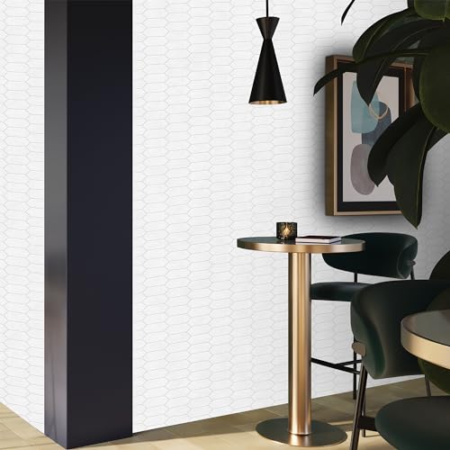 Inno Stickers Contact Paper Peel And Stick Backsplash Wallpaper For Kitchen Bathroom Countertop Removable Vinyl Long Hexagon Geometric Temporary Wallpaper White Decor Wallpaper 17.1 Inchx118 Inch thumb #8