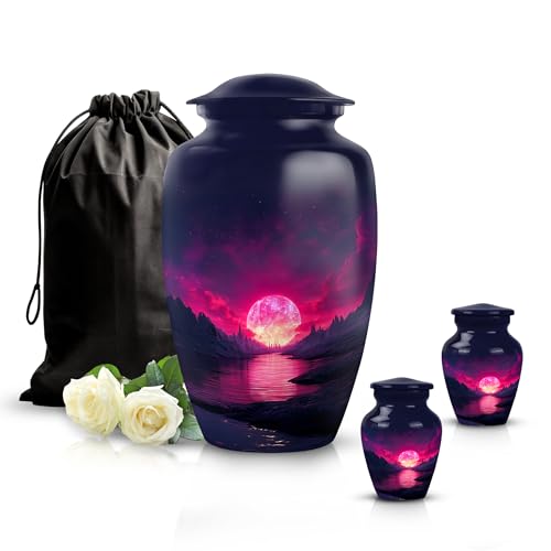 Image of Beach Urn Decorative Urn for Mom & Dad 1 Large & 2 Small | Cremation Memorial, Large Funeral Urns for Adult Human