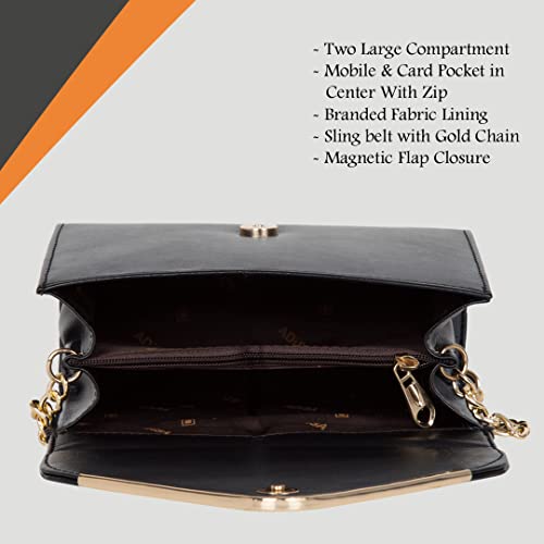 ADISA women girls V-flap crossbody sling bag with gold chain - Image 5