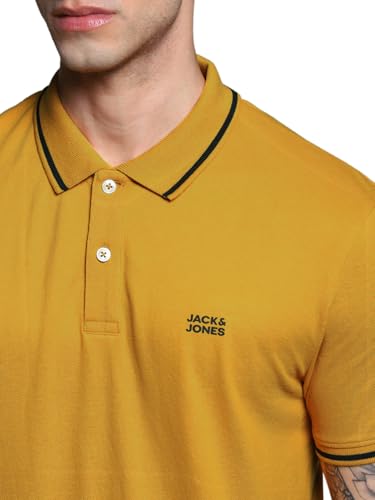 Image of Jack & Jones Men's Yellow Polo Collar Slim Fit T-Shirt