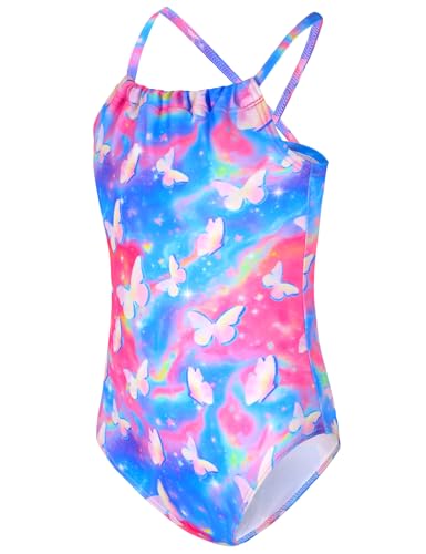 Image of TENVDA Girls Swimsuit Summer Beach Sport Halter Bathing Suits One Piece Swimwear for 2-12 Years Old Kids