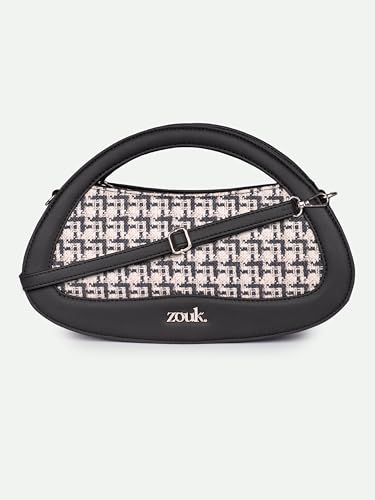 Image of ZOUK Nadia Sling Bag for Women - Stylish Crossbody with Cutout Top Handle | Handcrafted Shoulder Bag with Multiple Pockets & Water-Resistant Lining | Formal & Casual Use |