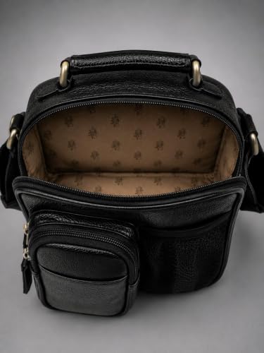 Image of Allen Cooper Premium Leather Sling Bag for Men | Crossbody Messenger Bag with Adjustable Shoulder Strap | Travel Organizer Shoulder Bag for Daily Use, Office & Outdoor Carry