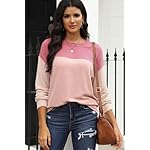 Pullover Damen Farbblock Oversize Oberteile Rundhalsausschnitt Sweatshirt Damen Locker Langarmshirt Casual Pulli – Bild 4