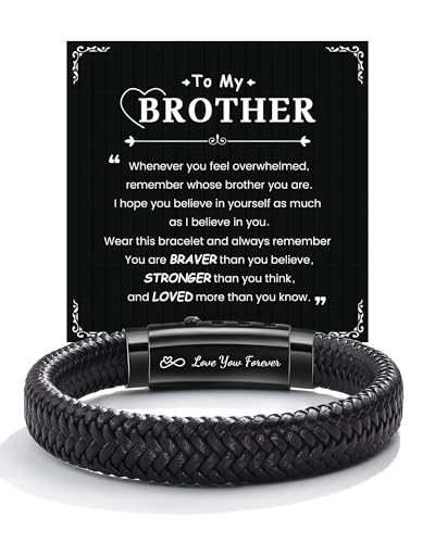 PZXHRY Gifts Brother To My Brother Bracelet from Sister Birthday Christmas Graduation Men Leather Bracelet 18th 20th 30th 40th 50th