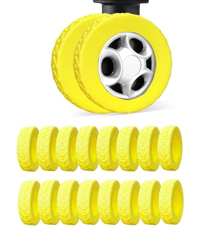 16-Pack Luggage Wheel Covers, Luggage Wheel Protector Covers for 2-2.4 inchs Wheels Suitcases，Anti-Scratch & Noise Reduction Design, Silicone MaterialDurable Travel Case Accessories(16, Yellow).