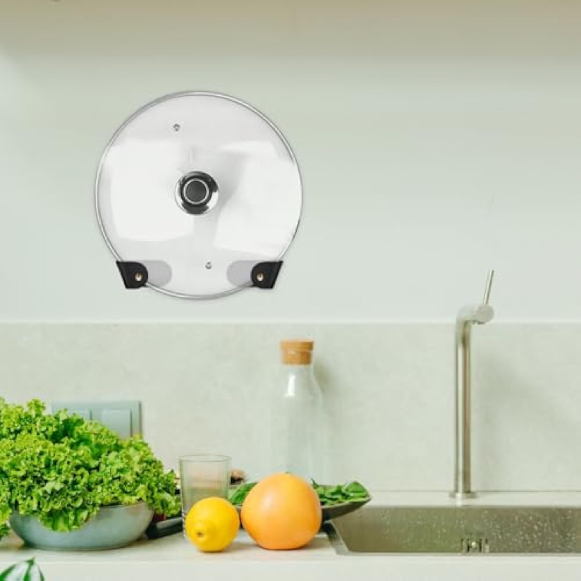 Wall Mounted Pan Lid Rack and Pot Lid Storage Organizer Black