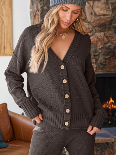 Image of LILLUSORY Womens Cardigan Pants Sets 2 Piece Slouchy Sweater Loungewear