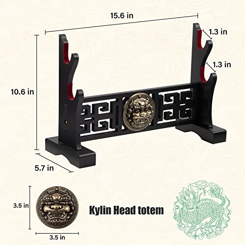 Ekkhysis Kylin Sword Stand 2-Tier Padded Hook Katana Stand Holder Display Hanger for Tanto Light Saber Samurai Cosplay Blade Tanjirou Demon Slayer Weapon Display Stand (2-tier)