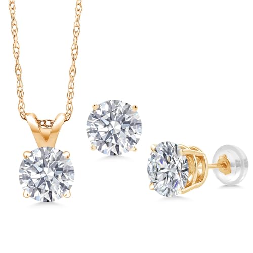 Gem Stone King 14K Yellow Gold Lab Grown Diamond Pendant