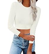 REVETRO Women's Crewneck Shirts Causal Long Sleeve Slim Fit Underscrub Winter Basic Tee Tops