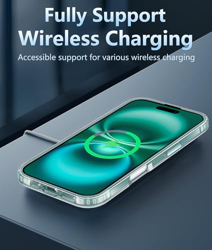 Image of FNTCASE for iPhone 16 Plus Case: Clear Phone Cases Compatible with Magsafe Slim Anti Yellowing Military Grade Drop Protection Rugged Shockproof Protective Transparent Cell Cover (D-Transparent)