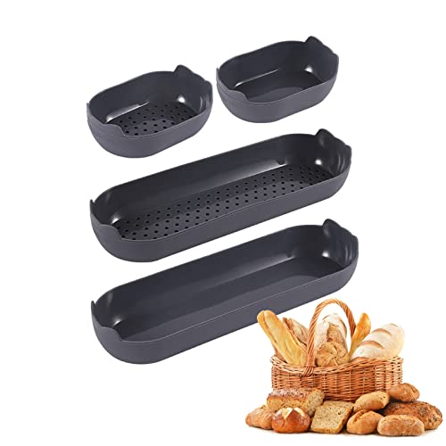 JasCherry 4 Pièces Moule à Baguette en Silicone Antiadhésif pour la Cuisson de Pain Français, Plateau à Baguette Plaque à Pâtisserie Moule à Cupcake Biscuits Réutilisable, Noir Cover