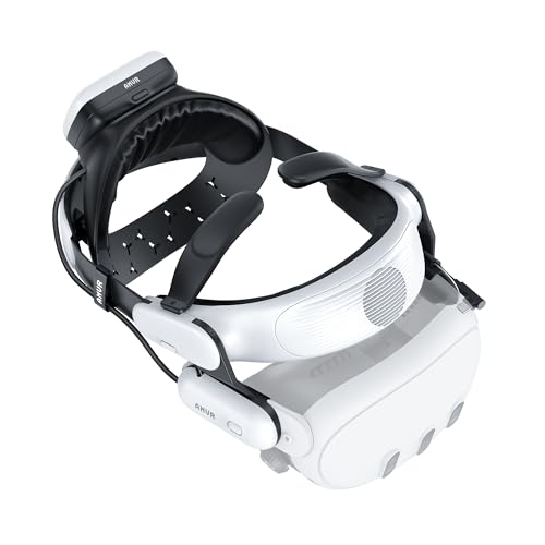 AMVR BS1 Rechargeable Battery Head Strap Compatible with Meta Quest 3, Air Cooling System Hot-Swap Battery Pack, Comfort Adjustable & Extended Gaming Sessions