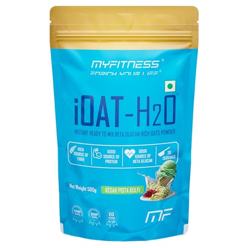 Image of Myfitness iOat H2O | Instant Ready To Mix Beta Glucan Rich Flavoured Oats Powder | Myfitness Oats Breakfast Cereals (500g (Pack Of 1), Kesar Pista Kulfi)