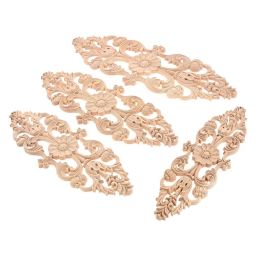 Apliques de madera tallada en roble con diseño de flor ondulada 5