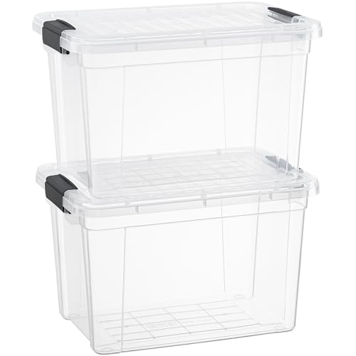 Image of Superio Clear Storage Boxes with Lids, 8.75 Quart Plastic Container Bins for Organizing, Stackable Crates, BPA Free, Non Toxic, Odor Free, Organizers for Home, Office, School, and Dorm, 2 Pack