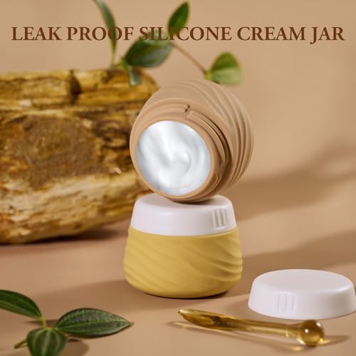 Eternal Moment Travel Containers for Toiletries, Silicone Jar with Lid, TSA Approved Travel Size Bottles with Clear Bag, Leak-proof Traveling Accessories Cosmetic for Lotion Face Body Cream (4 Pack)4