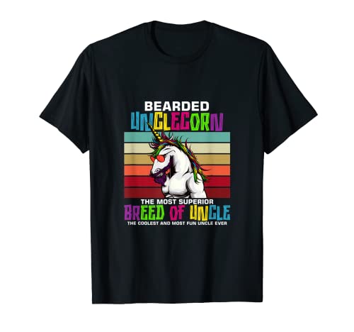 Bearded Unclecorn Uncle Unicorn Funny Graphic Art Maglietta