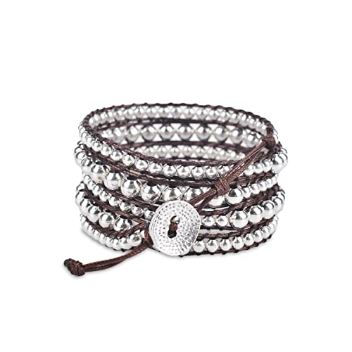 Silver Zinc + Brown - Spirit Wrist Dakota Boho Wrap Bracelet #TOP24
