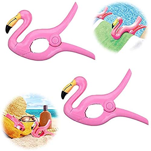 Flamingo Toalla Clips Gran novedad Tumbona Playa Pegs Ropa de lavandería pesada Tumbona Tumbona para silla de vacaciones Piscina Paquete de 2