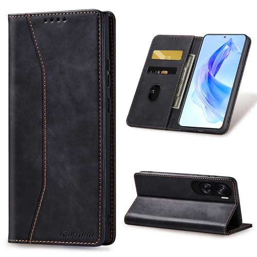 KIOTROUO Case for Honor 90 Lite Leather Wallet Case with Card Holder Kickstand Magnetic Closure PU Flip Shockproof Protective Phone Case Cover Compatible with Honor 90 Lite Black