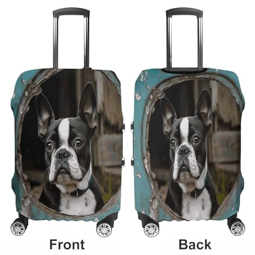 Travel Wheeled Suitcase Sleeve Dustproof Anti-scratch Boston Terrier Luggage Case Protective Cover For 19-32 Inch Luggage3