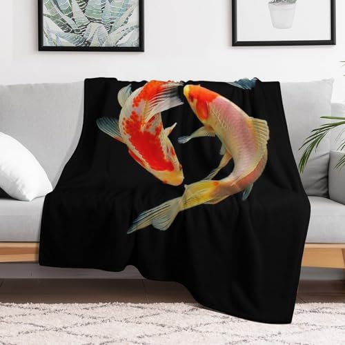 Manta de forro polar suave Koi para sofá cómoda para cualquier época 3