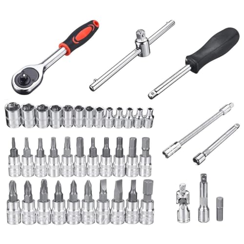 Image of 46 in 1 Pcs Tool Kit & Screwdriver and Socket Set, Multi Purpose Combination Hand Tool Case for Home, Office, Bike, Car, Laptop, and Electronic Repairs