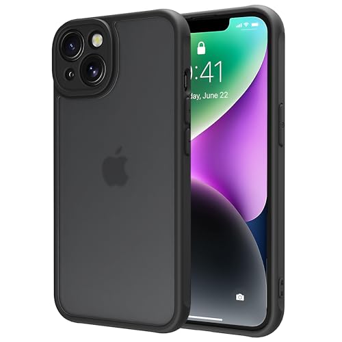 PinLiSheng iPhone 14 ケース 半透明 全面保護 いPhone 14 対応 スマホケース 耐衝撃 米軍MIL規格取得 レンズ保護 滑り止め 黄ばみなし ストラップホール付き 携帯スマホケース アイフォン14 用カバー (ブラック, iPhone 14) - PinLiSheng - 商品画像