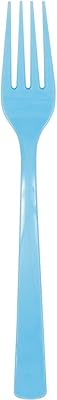 Solid Party Plastic Forks - Powder Blue, 18 Pcs