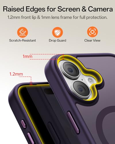 Image of UNBREAKcable Magnetic for iPhone 16 Case 6.1-Inch, Compatible with MagSafe, Full Camera Protection, Built-in Magnetic Ring, Drop Protection Shockproof Slim Phone Cover-Dark Purple