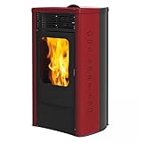 Italiana Camini 805110 ITC Dida Idro Wasserführender Pelletofen Stahl Bordeaux/A+