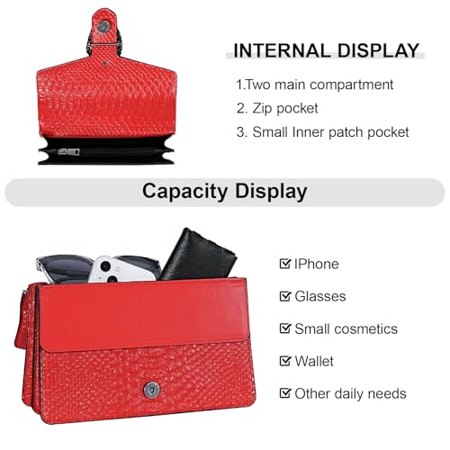 Image of Women's Crossbody Shoulder Bag Snake Print Satchel Purse Leather Chain Clutch Evening Handbag