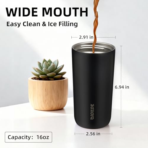 Image of BJPKPK 16oz Insulated Travel Coffee Mug, Stainless Steel Tumbler