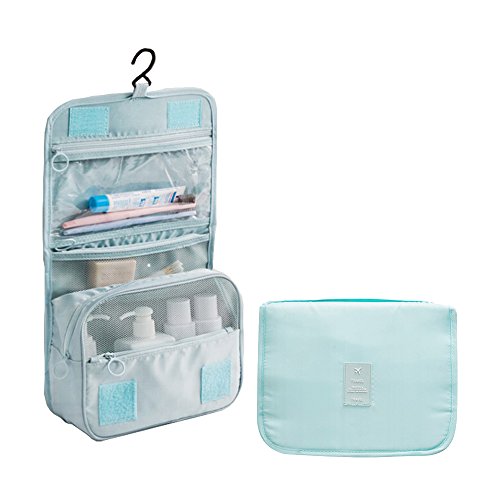 Travel Cosmetic Bags for Toiletries Beauty Toiletry Bag for Women Men Makeup Organizer with Compartments for Cosmetics Traveling Shower Bags for Girls Hanging Make Up Bag Case (02 Blue)