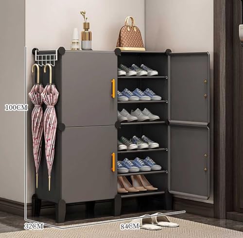 Image of EXVITO 4 Door Shoe Rack with Shelf, Folding Shoe Rack for Bedroom, Living Room,Entryway, Footwear Stand for Home, Organizer, ShoeRack Plastic | Plastic Shoes Rack for Home - Grey