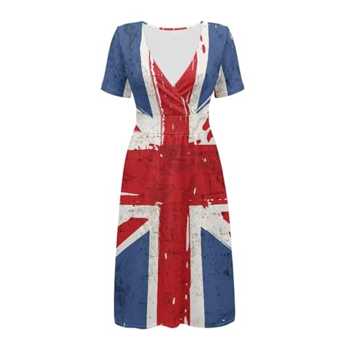 Image of Women's Summer Formal Dresses Short Sleeve Wrap V Neck Dresses Bridesmaid Wedding Guest Dress with Pockets